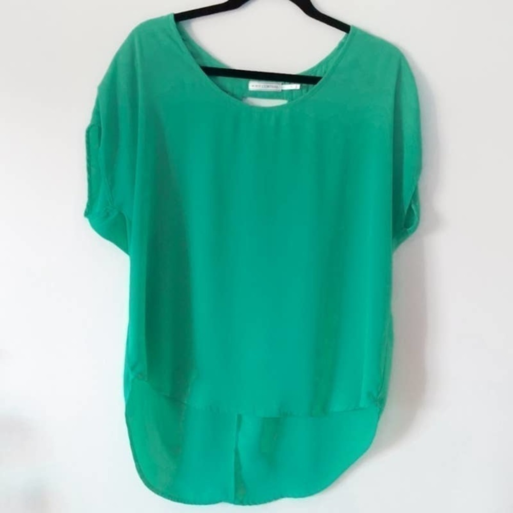 Body Central Sea Foam Green Sheer Cut out Top M